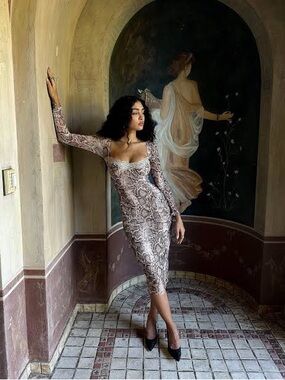 House of CB SERAPHINA Snake Print Corset Dress NWOT